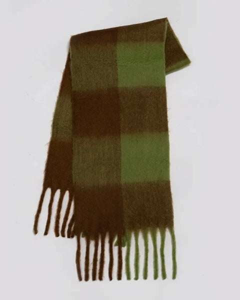 Plaid Scarf - Green / Brown