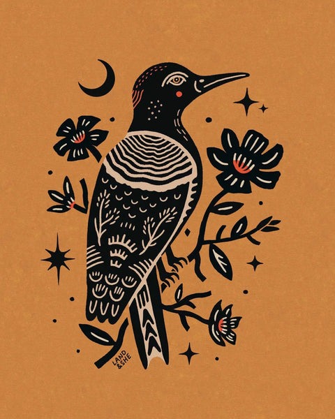 Land + She - Woodpecker and Magnolia 8x10 Print