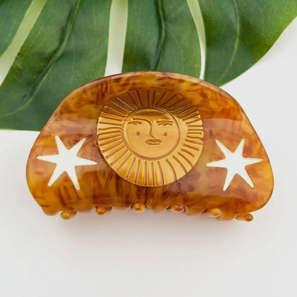 Gold Sun + Stars Hair Clip