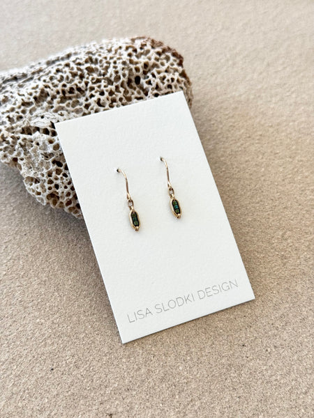 Lisa Slodki - Pod Earrings - Gold Fill + Green Glass