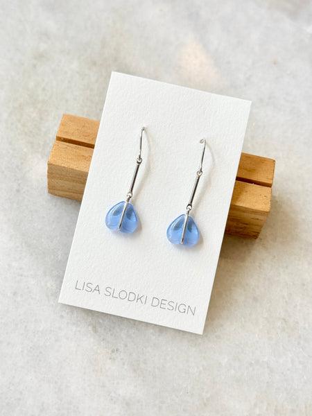 Lisa Slodki - Glass Drop Earrings - Sterling Silver + Blue