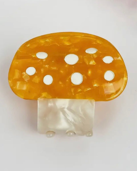Small Mushroom Hair Clip - Yellow