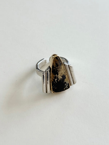 MKE MAE Design - Picture Jasper, Brass + Sterling Silver Ring