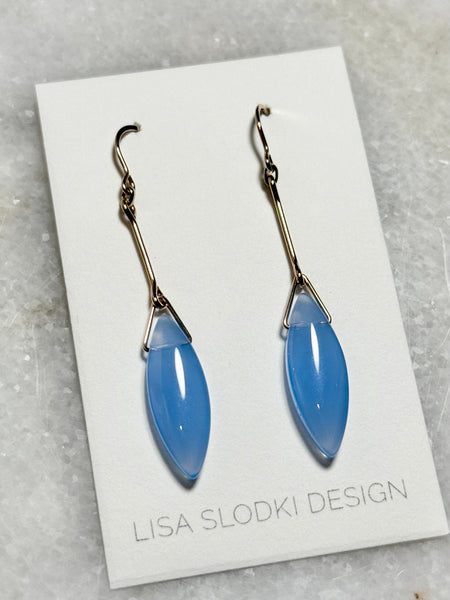 Lisa Slodki - Marquise Earrings - Sterling Silver + Periwinkle Stone