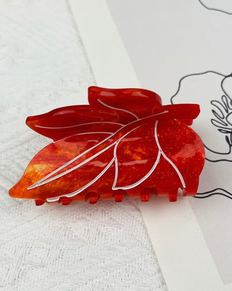 Red Maple Leaf Hair Clip - Small