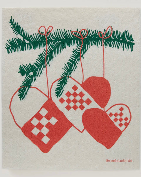 Three Bluebirds Swedish Dish Cloth - Nordic Hearts