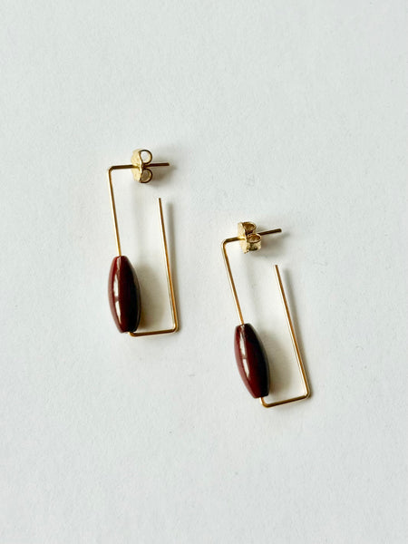 Lisa Slodki - Gold Fill + Dark Red Jasper Earrings