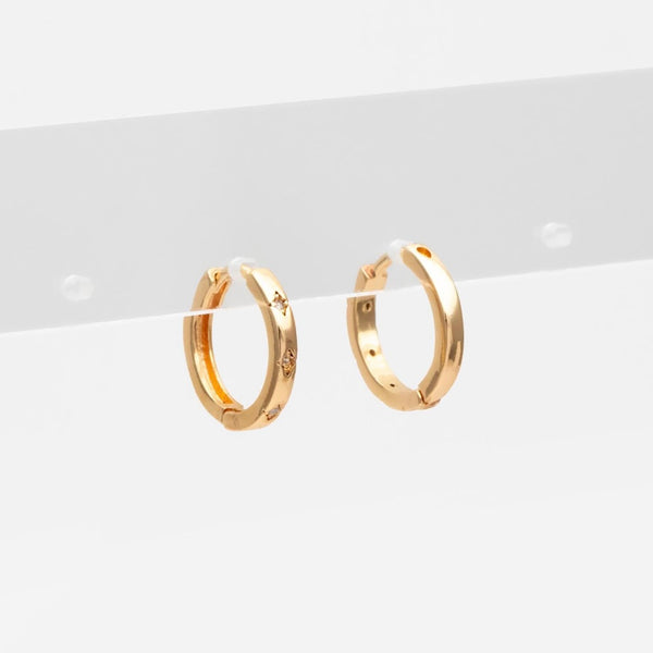 CZ Pavé Thin Gold Hoop Earrings