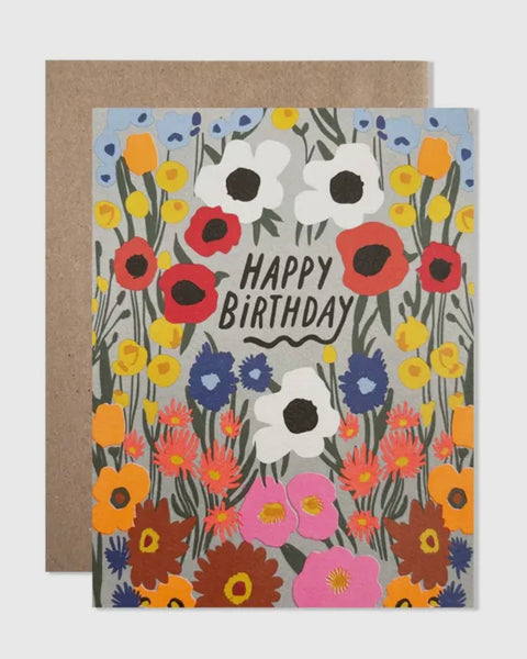 “Happy Birthday” Floral Poppies Greeting Card