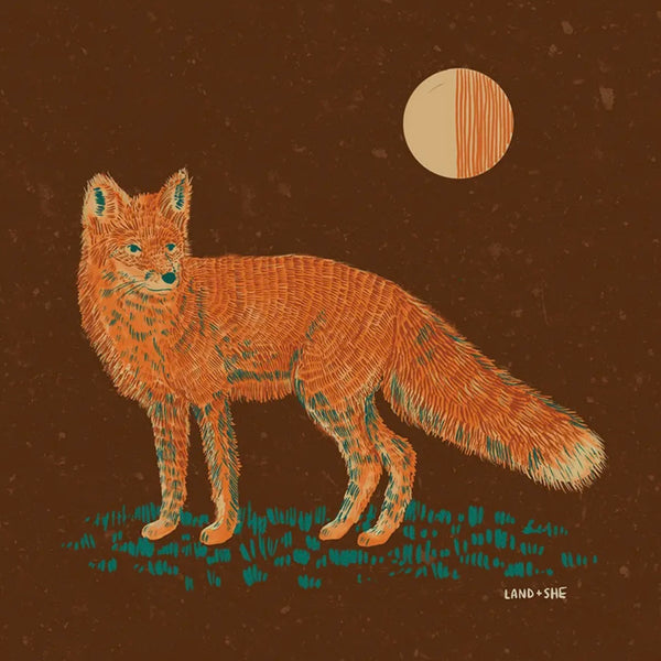 Land + She - Moonlit Fox 8x8 Print