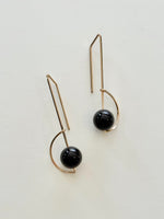Lisa Slodki - Long Orbit Earrings - Gold Fill + Onyx