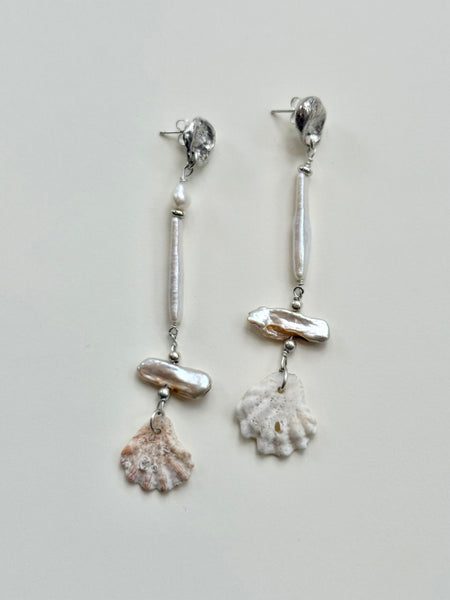 Lauren Landa - Sterling Silver, Pearl + Shell Earrings
