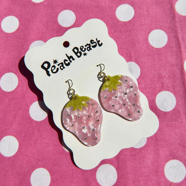 Peach Beast - Strawberry Sparkle Statement Earrings