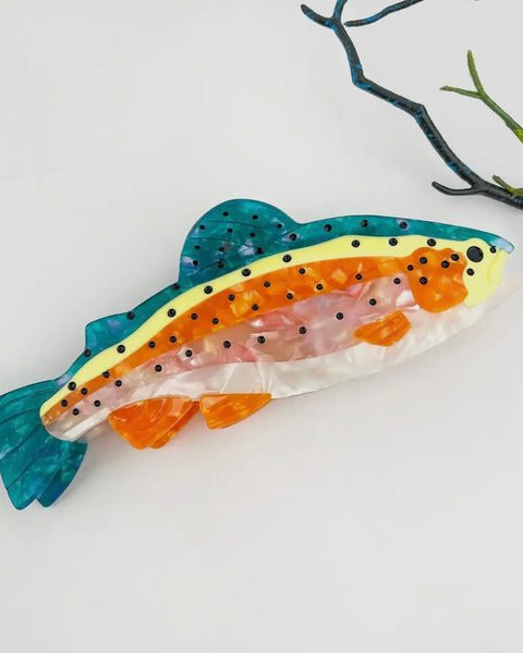 Orange/ Yellow/ Green Perch Fish Hair Clip
