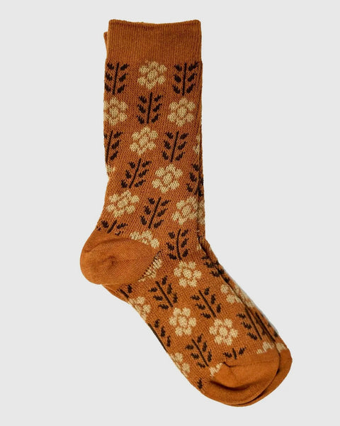Floral Socks - Orange