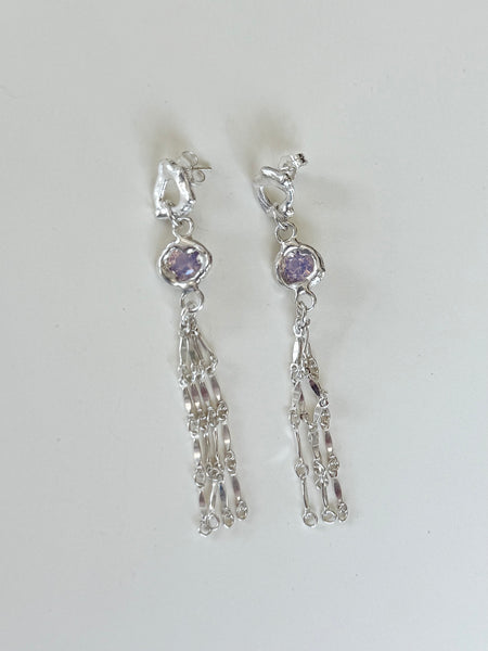Lauren Landa - Pink Sapphire + Sterling Silver Fringe Earrings