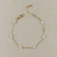 Pearl Bead + Straw Chain Bracelet