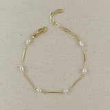 Pearl Bead + Straw Chain Bracelet