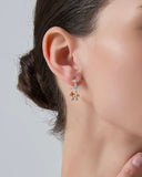 Perimade - Dainty Blue Opal Flower Hoop Earrings