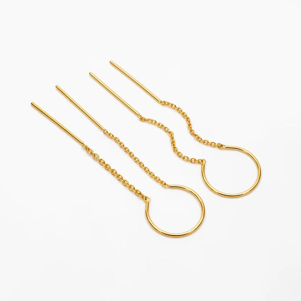 Gold C Threader Earrings