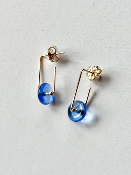 Lisa Slodki - Blue Glass + Gold Fill Saucer Earrings