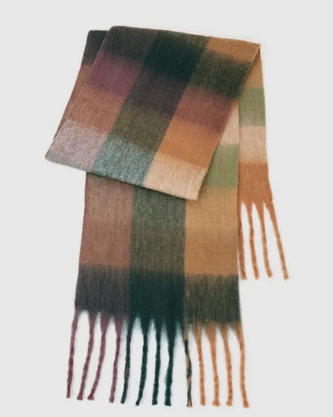 Plaid Scarf - Teal / Coffee / Purple / Green