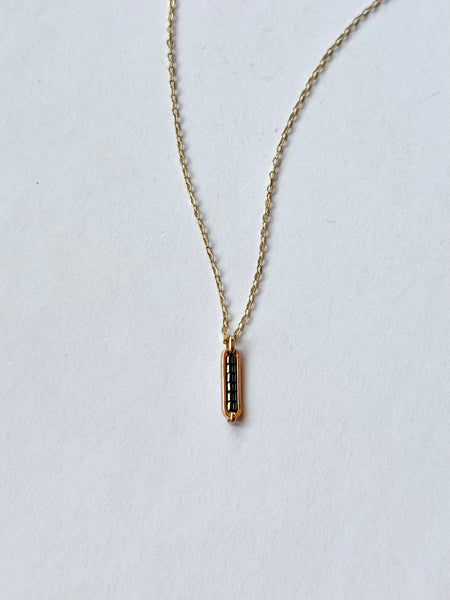 Lisa Slodki - Green Glass Pod Necklace - Gold Fill