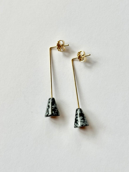 Lisa Slodki - Gold Fill + Snowflake Obsidian Earrings