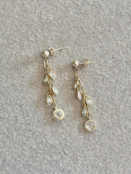 Lauren Landa - 14k Gold Fill Short Chain Earrings with Crystals