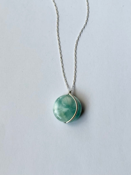 Lisa Slodki - Curve Necklace - Sterling Silver + Green Moonstone