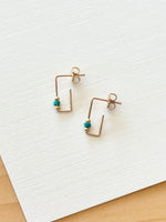 Lisa Slodki - Mini Rectangle Earrings - Gold Fill + Turquoise