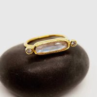 Brass Long Moonstone Ring
