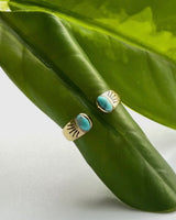 Brass Open Double Turquoise Ray Ring