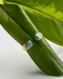 Brass Open Double Turquoise Ray Ring