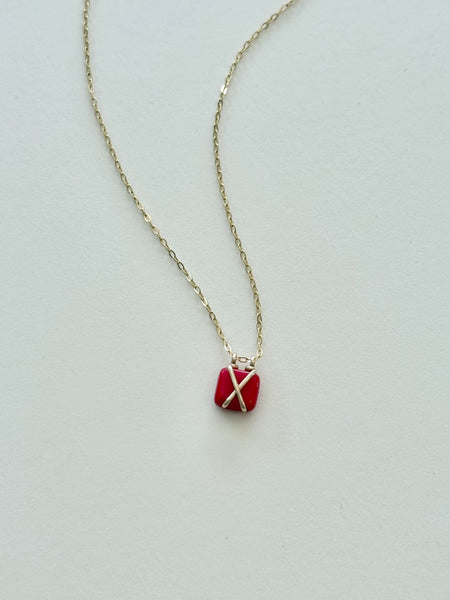 Lisa Slodki - Bound Necklace - Gold Fill + Red Glass