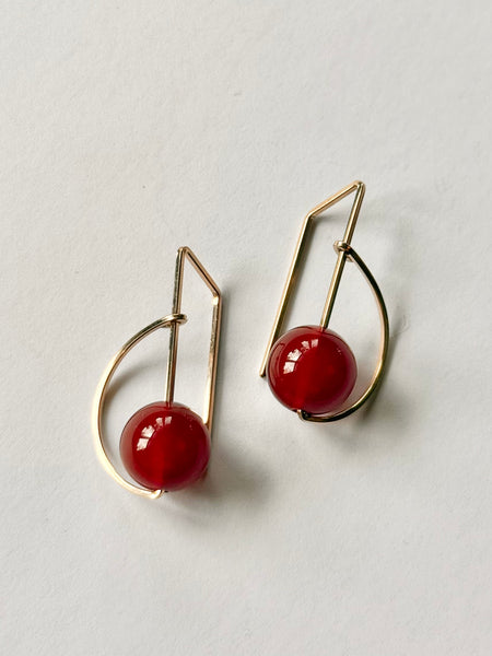 Lisa Slodki - Gold Fill + Carnelian Orbit Earrings