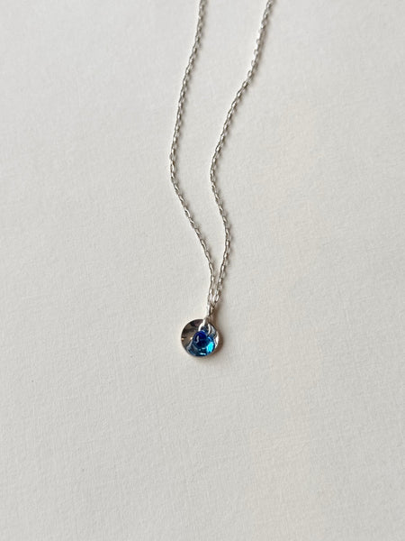 Lisa Slodki - Sequin Necklace - Sterling Silver + Dark Blue Stone