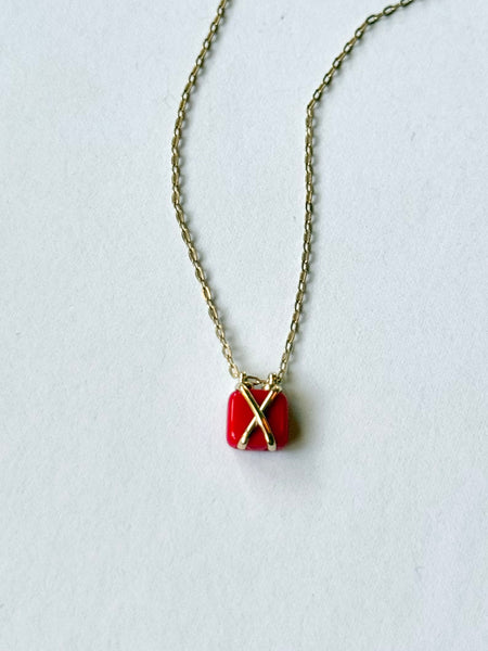 Lisa Slodki - Gold Fill + Red Glass Bound Necklace