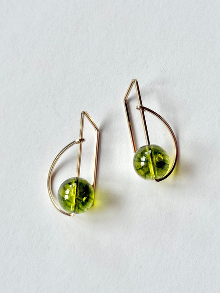 Lisa Slodki - Gold Fill + Peridot Quartz Orbit Earrings
