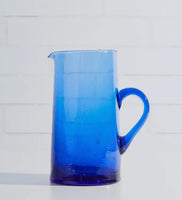 Moroccan Glass Pitcher - Blue