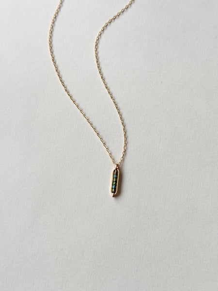 Lisa Slodki - Long Pod Necklace - Gold Fill + Green Glass