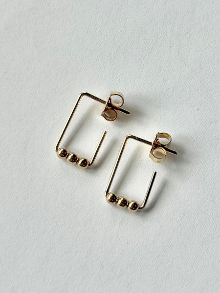 Lisa Slodki - Mini Rectangle Earrings - Gold Fill + Blue Crystal