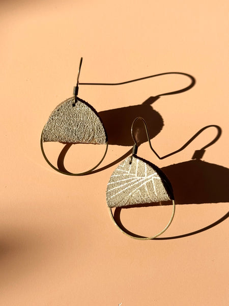 Maebel - Folded Hoop Earrings - White/Silver