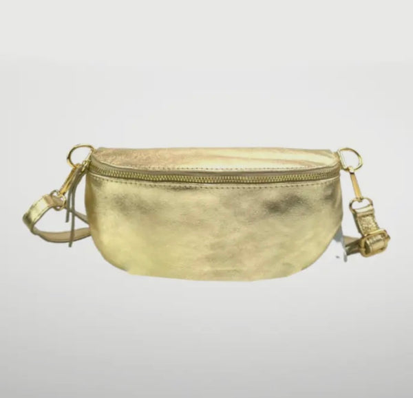 Leather Crossbody Bag - Gold