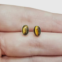 Tiger’s Eye + Silver Stud Earrings