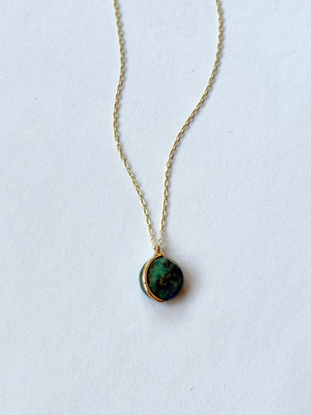 Lisa Slodki - Curve Necklace - Gold Fill + Azurite
