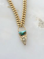 MKE MAE Design - Kingman Turquoise, Pyrite + Brass Pendant Necklace