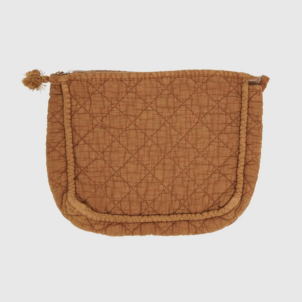Saro Lifestyle - Soft Cotton Quilted Cosmetic Bag - Terracotta
