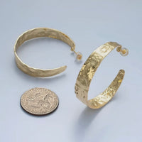 Wide Hammered Hoop Earrings