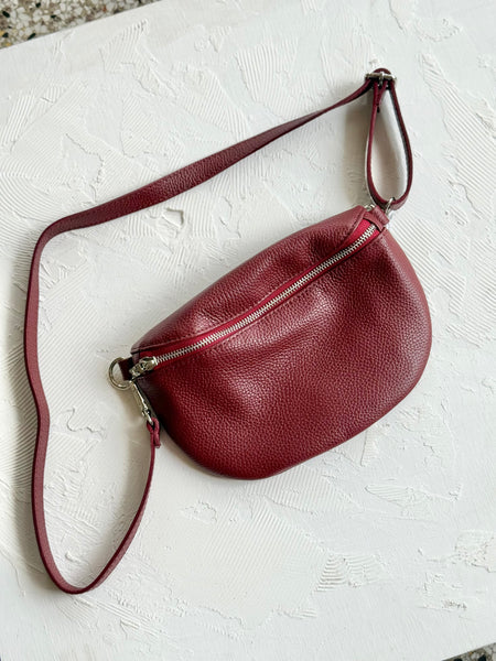 Leather Crossbody Bag - Oxblood